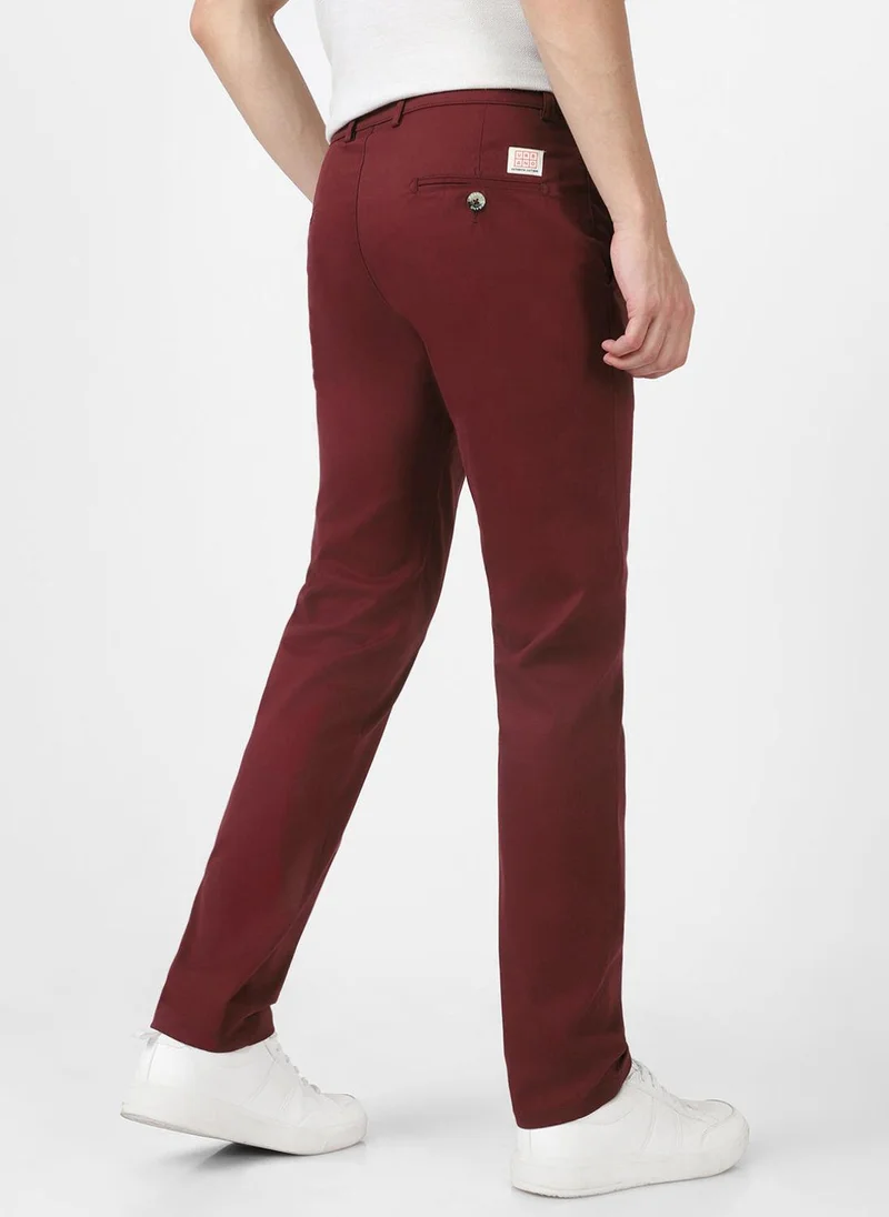 Urbano Fashion  Urbano Fashion Men's Dark Maroon Cotton Slim Fit Casual Chinos Trousers Stretch for Men | Best Price UAE